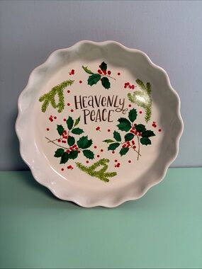 Mary & Martha Heavenly Peace Pie Plate, Holiday Christmas Pie Plate, Cookware